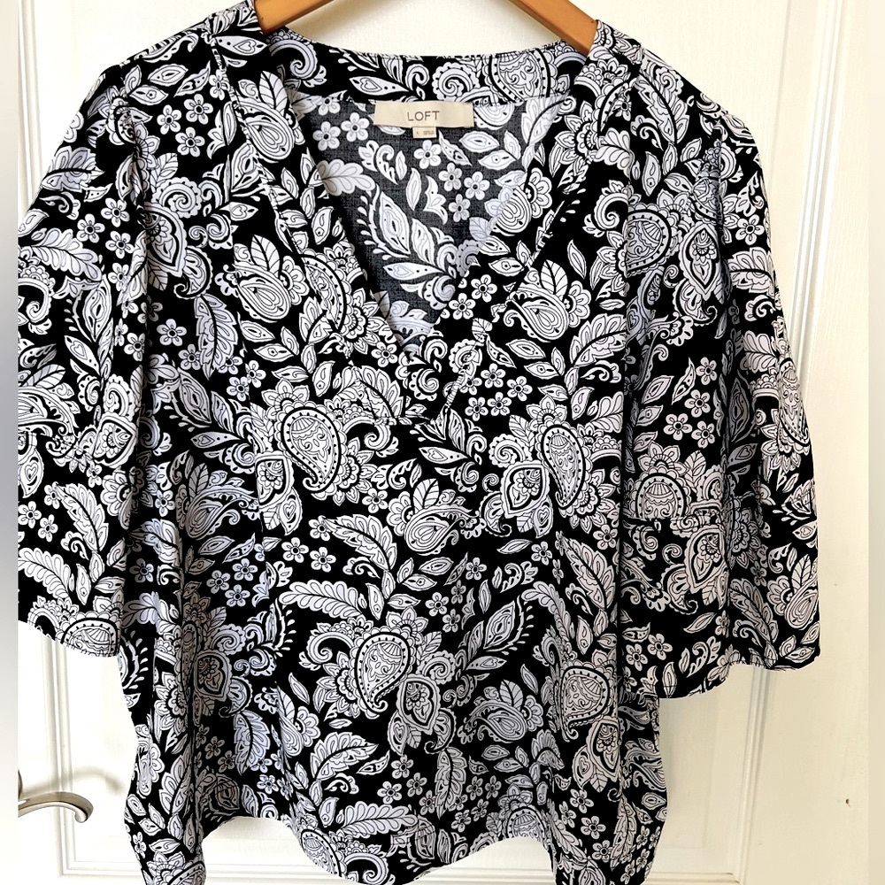Lost black and white print top Large